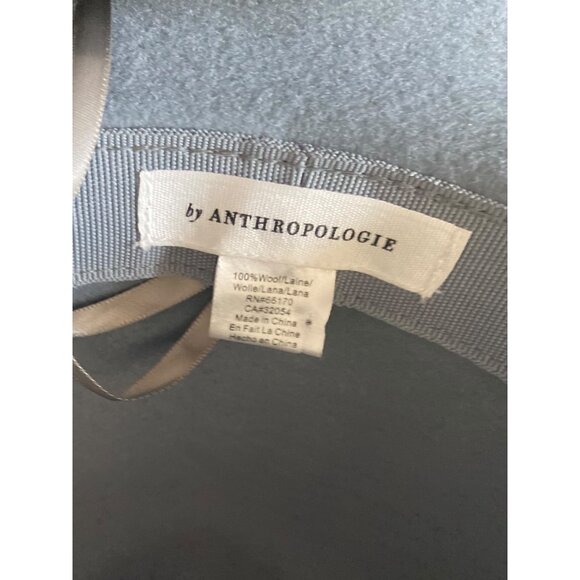 Anthropologie 100% Wool Fedora Slate Blue One Size Coastal Bohemian Quiet Luxury - Picture 2 of 10